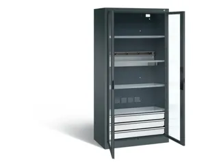 acculaadkast 1950x930x500mm 5stekkerdozen 230V cil.-slot front RAL7016 - 1