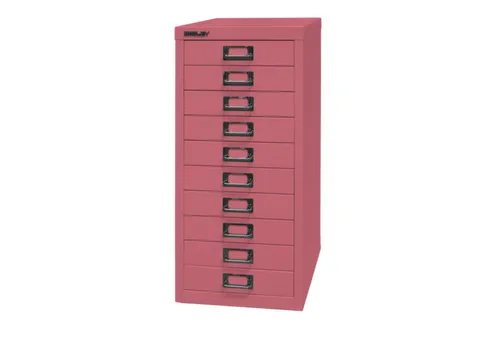 kantoor-ladekast HxBxD 590x279x380mm 10 laden romp + front pink staal
