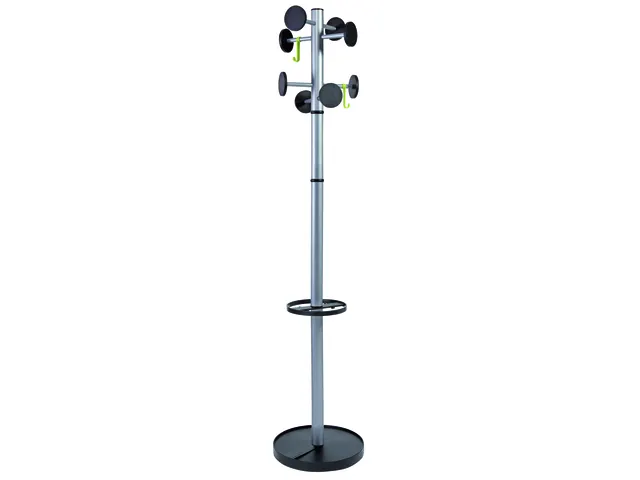 Stan 3 designkapstok zwart met 8 haken 175 cm met paraplubak