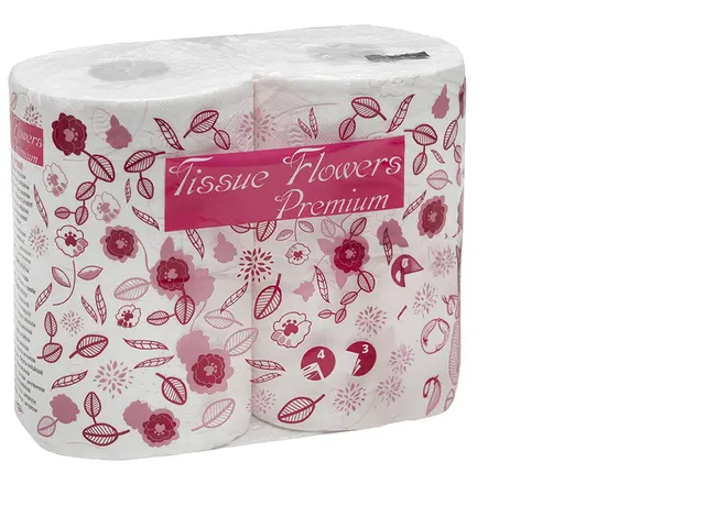 Toiletpapier Celtex Tissue Flowers 3-laags wit 300 vel krimp 6x4 rol