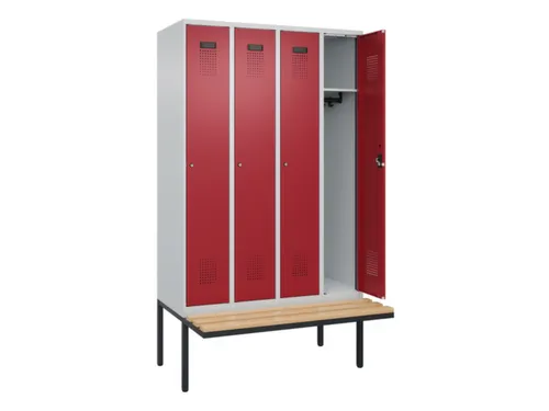 locker met bank,HxBxD 2120x1200x815mm,4vak,vak B 300mm,cilinderslot