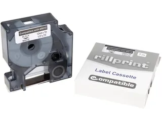 compatible D1 tape Dymo 45013 12 mm zwart op wit - 1