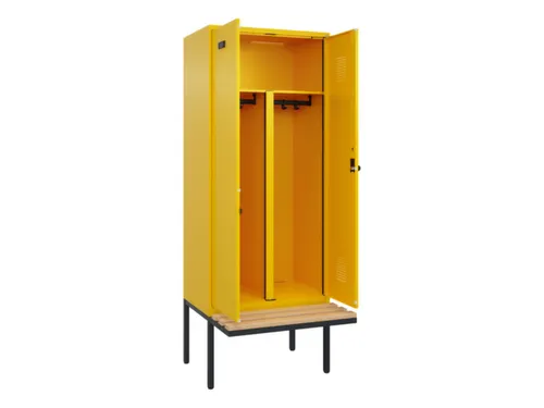 PBM-locker met bank,HxBxD 2120x800x815mm,2vak,vak B 400mm,draaigrendel