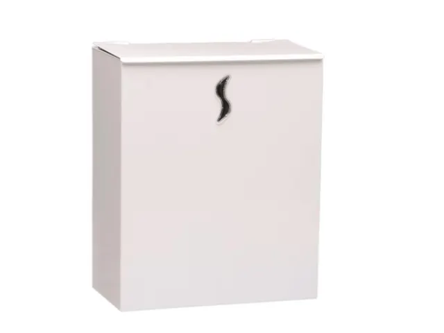 afvalbak,10l,HxBxD 300x250x130mm,wandmontage,romp staal wit