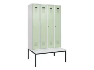 locker met bank,voor scheiding van kleding,HxBxD 2120x1200x815mm,4vak - 2