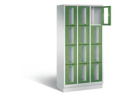 Lockerkast 1800x900x500mm 3x4 vakken Cilinderslot, Sokkel, RAL6011