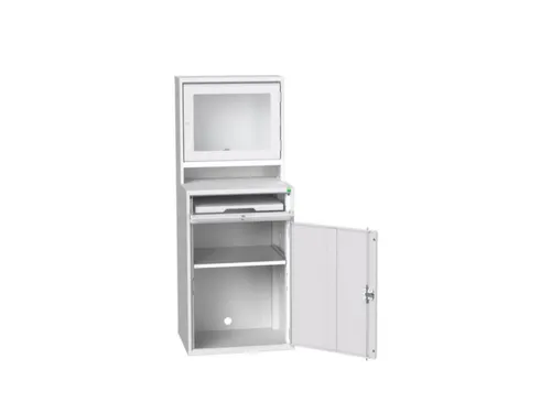 pc-kast monitorvak 1650x650x550mm toetsenbordblad RAL7035