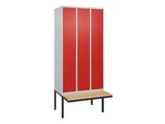 locker met bank,HxBxD 2120x900x815mm,3vak,vak B 300mm,cil.-slot
