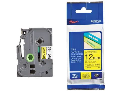 Labeltape Brother P-touch TZe-631 standaard 12mm zwart op geel