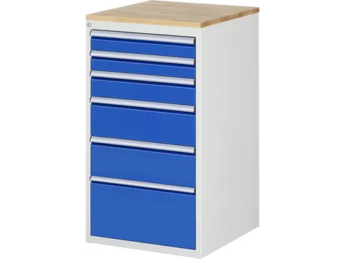 ladekast 1035x580x650mm 6laden cilinderslot RAL7035 RAL5010 beuken