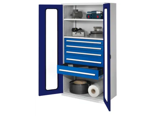 Materiaalkast Vensterdeuren 1950x1000x600mm 2legborden 5laden Slot