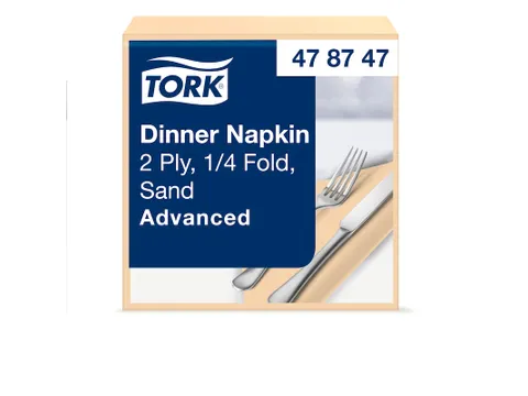 Tork 478747 Dinner Servet 2-Laags Zand 1/4 Vouw 39x39cm