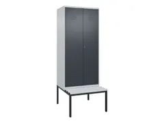 PBM-locker met bank,HxBxD 2120x800x815mm,2vak,vak B 400mm,cil.-slot