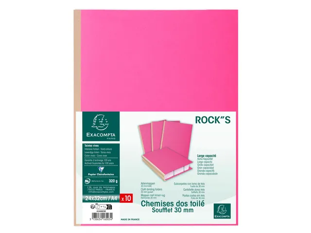 Uitschuifmap 416003e linnen rug ROCK"S 320 roze 10 Stuks