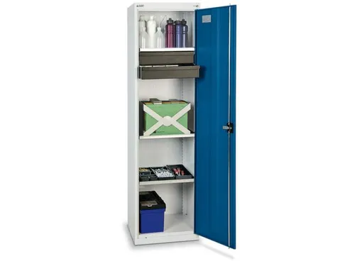 Materiaalkast 1800x500x500mm 3legborden Uitschuifbaar 2laden Ral5010