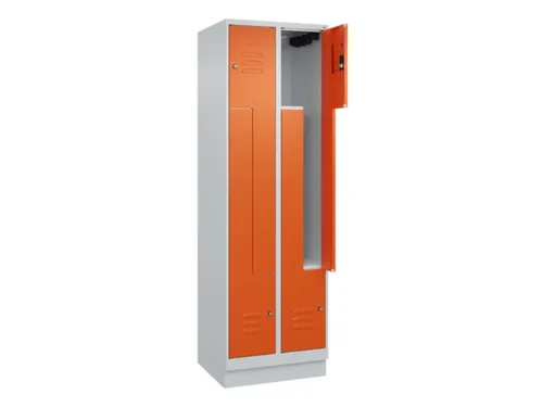 Z-garderobekast,HxBxD 1950x600x500mm,vak B 150/300mm,cil.-slot,sokkel