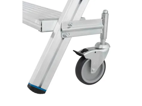 bordestrap,verrijdbaar,bordes H 0,75m,3treden,aluminium,4zwenkwielen