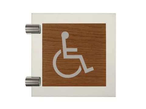 Premium Pictogram Glasslook Houtlook Mindervaliden 150x150mm