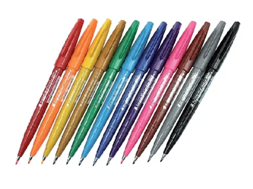 Brushstift Pentel Sign SES15C etui à 12 standaardkleuren
