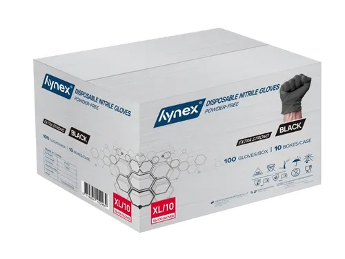 Handschoen Hynex Nitril XL zwart extra sterk 5gr 100 stuks