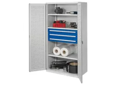 Materiaalkast Geperf Deuren 1950x1000x600mm 3legborden 3laden Ral7035