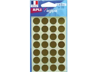 Ronde Etiketten in Etui Diameter Ø15mm, Goud, 112 Stuks, 28 per Blad - 1