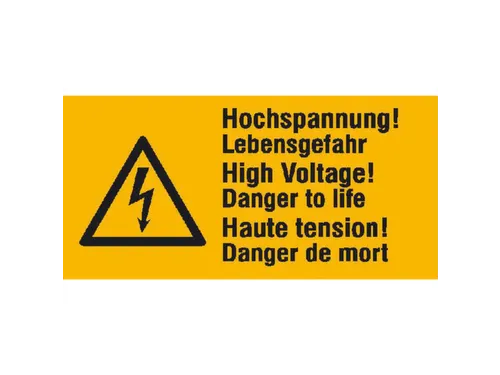 waarschuwings-combibord,Hoogspanning levensgevaar,PVC,HxB 32x65mm