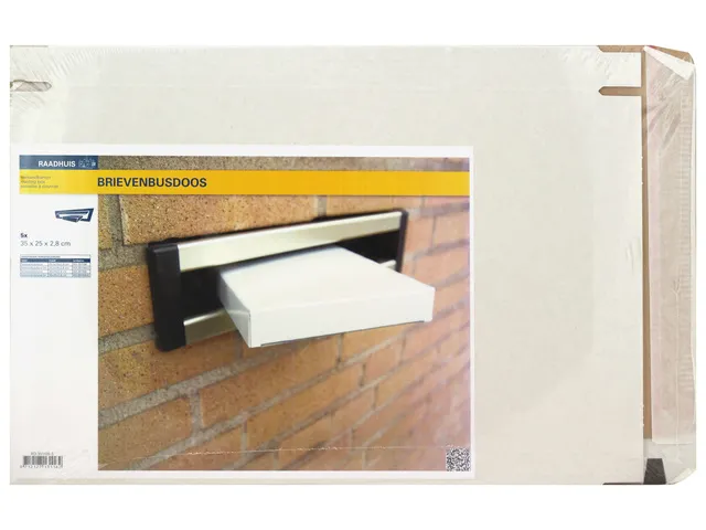 Brievenbusdoos Raadhuis A4+ 350x250x28mm wit 650grs duplex krimp a 5 s