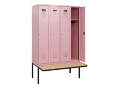 locker met bank,HxBxD 1950x1200x815mm,4vak,vak B 300mm,cilinderslot
