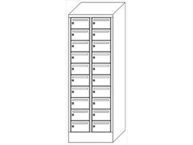 Postsorteerkast 1850x630x500mm 2x10 Vakken Ral7035 Front Ral6011