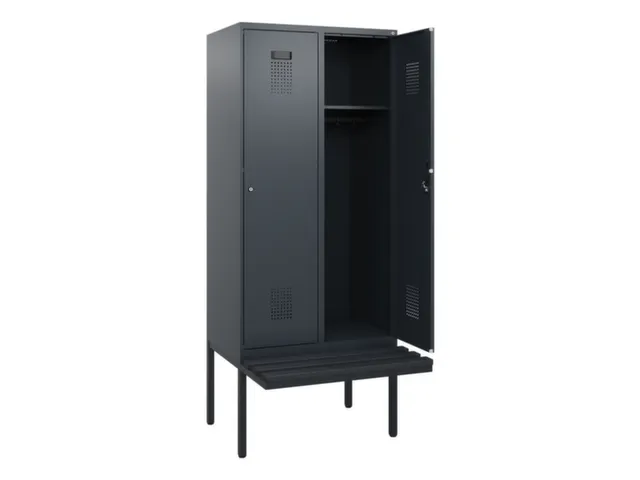locker met bank,HxBxD 1950x800x815mm,2vak,vak B 400mm,cilinderslot