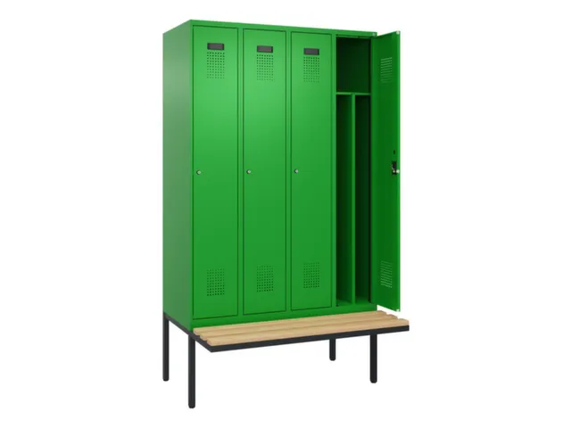 locker met bank,voor scheiding van kleding,HxBxD 2120x1200x815mm,4vak