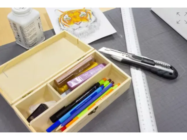 Tekendoos 24x12.5x6cm ongelakt beukenhout 3 vakken