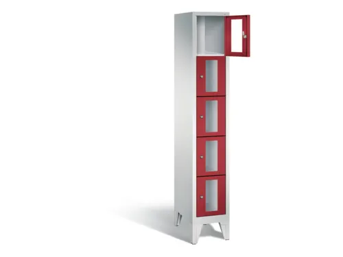 Lockerkast 1850x320x500mm 1x5 vakken Cilinderslot Poten, RAL3003