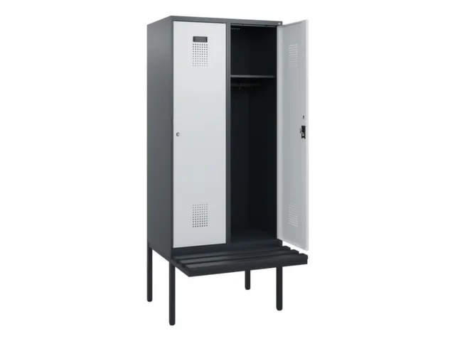 locker met bank,HxBxD 1950x800x815mm,2vak,vak B 400mm,cilinderslot
