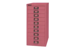 kantoor-ladekast HxBxD 590x279x380mm 10 laden romp + front pink staal