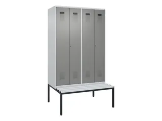 PBM-locker met bank,HxBxD 2120x1200x815mm,4vak,vak B 300mm - 2