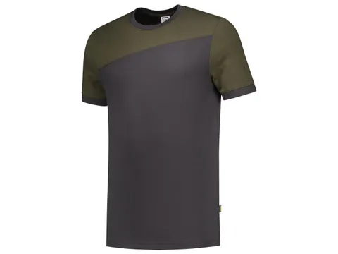 Tricorp Bicolor naden 102006 T-shirt, antracietgrijs/kaki, maat 8XL, p