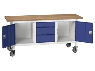 werkbank,HxBxD 830x1750x600mm,multiplexblad,uitrusting: 3laden,2kasten - 1