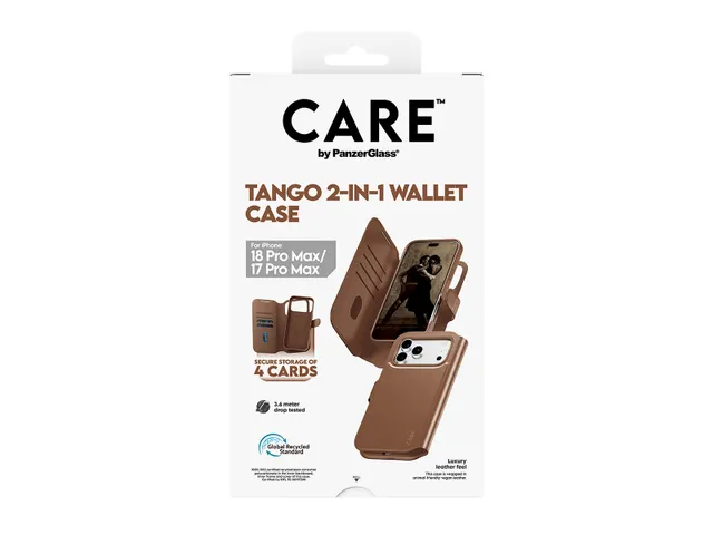 PanzerGlass CARE by Tango 2-in-1 Wallet Case Brown w. MagSafe iP