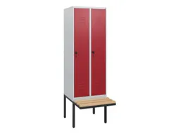 locker met bank,HxBxD 1950x600x815mm,2vak,vak B 300mm,draaigrendel