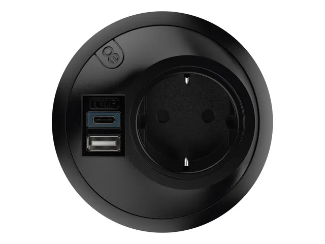Desktop stekkerdoos Power PixelTUF 1x Schuko + USB A en C 25W Zwart