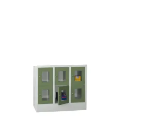 lockerkast,HxBxD 855x900x500mm,3x2vakken,RAL7035,front RAL6011 - 2