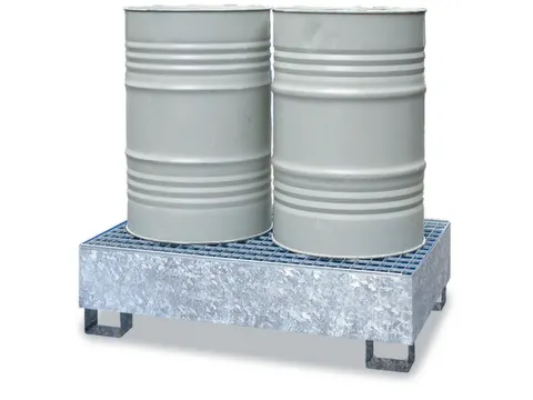 Opvangbak Staal 1250x820x340mm Voor 2x200l Vaten Rooster Verzinkt