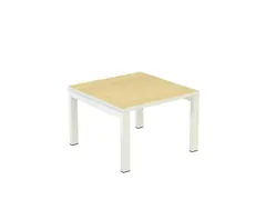 Bijzettafel 400X600X600Mm Vierkant Beuken 4Voeten Wit Vierkante Buis