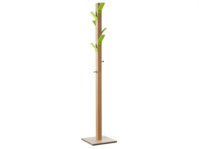 Staande Kapstok 6Jas-/2Tashaken Hout/polystyreen Naturel/groen