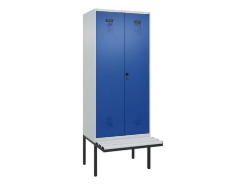 PBM-locker met bank,HxBxD 2120x800x815mm,2vak,vak B 400mm,draaigrendel