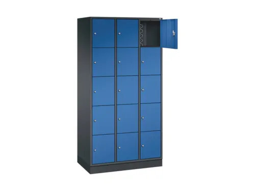 lockerkast,HxBxD 1950x920x500mm,3x5vakken,cil.-slot,sokkel