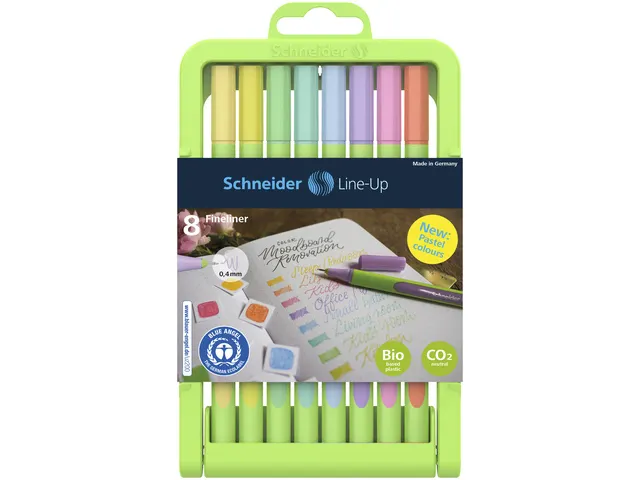 Fineliner Schneider Line-Up Pastel 0,4mm verstelbare pencil case 8 stu