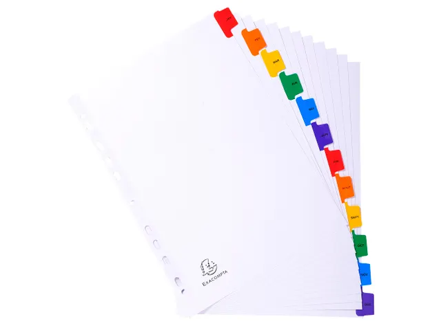 Tabbladen Karton 160 Gram A4 index jan/dec wit